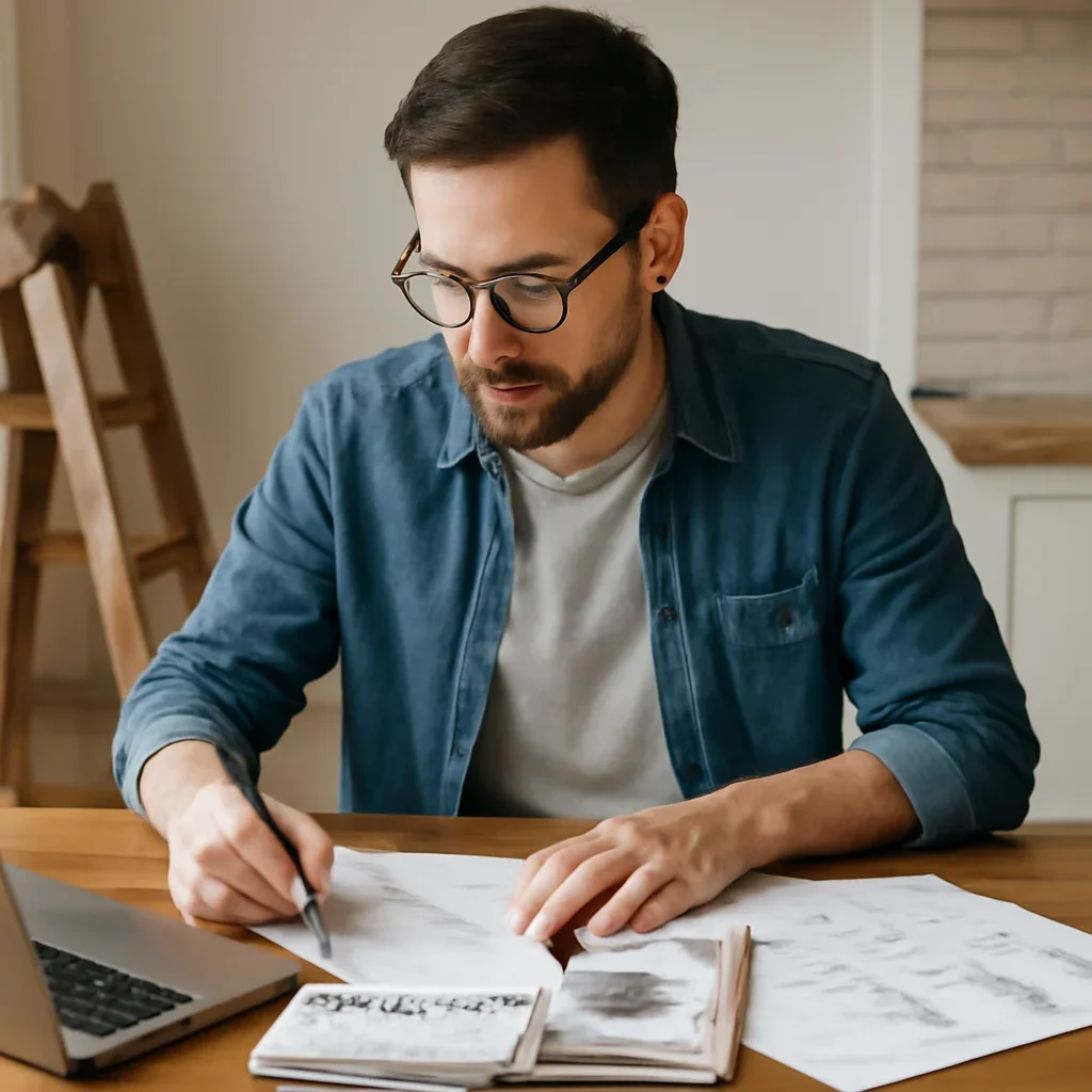 Homeowner turning article research into renovation planning for what to expect from your renovation quote