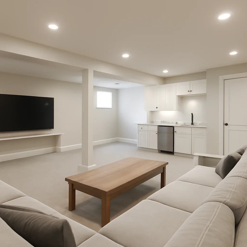 Finished basement renovation project in Abbotsford, BC