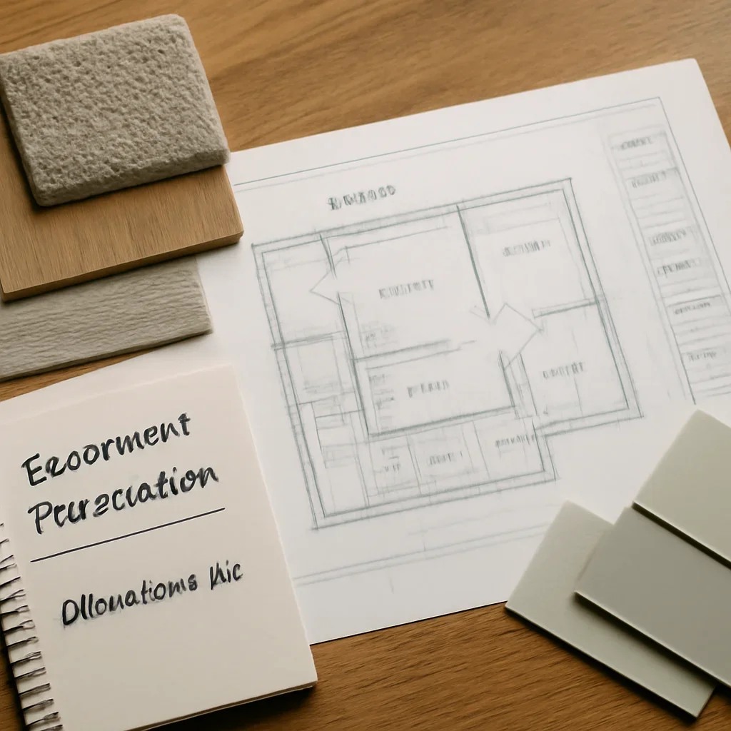 Basement Renovation planning materials for a project in Abbotsford, BC