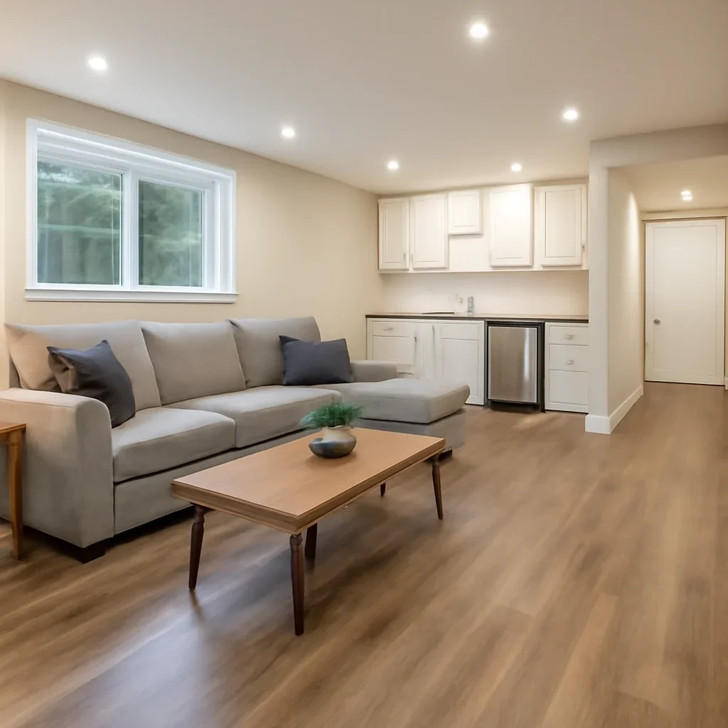 Finished basement renovation project in Campbell River, BC