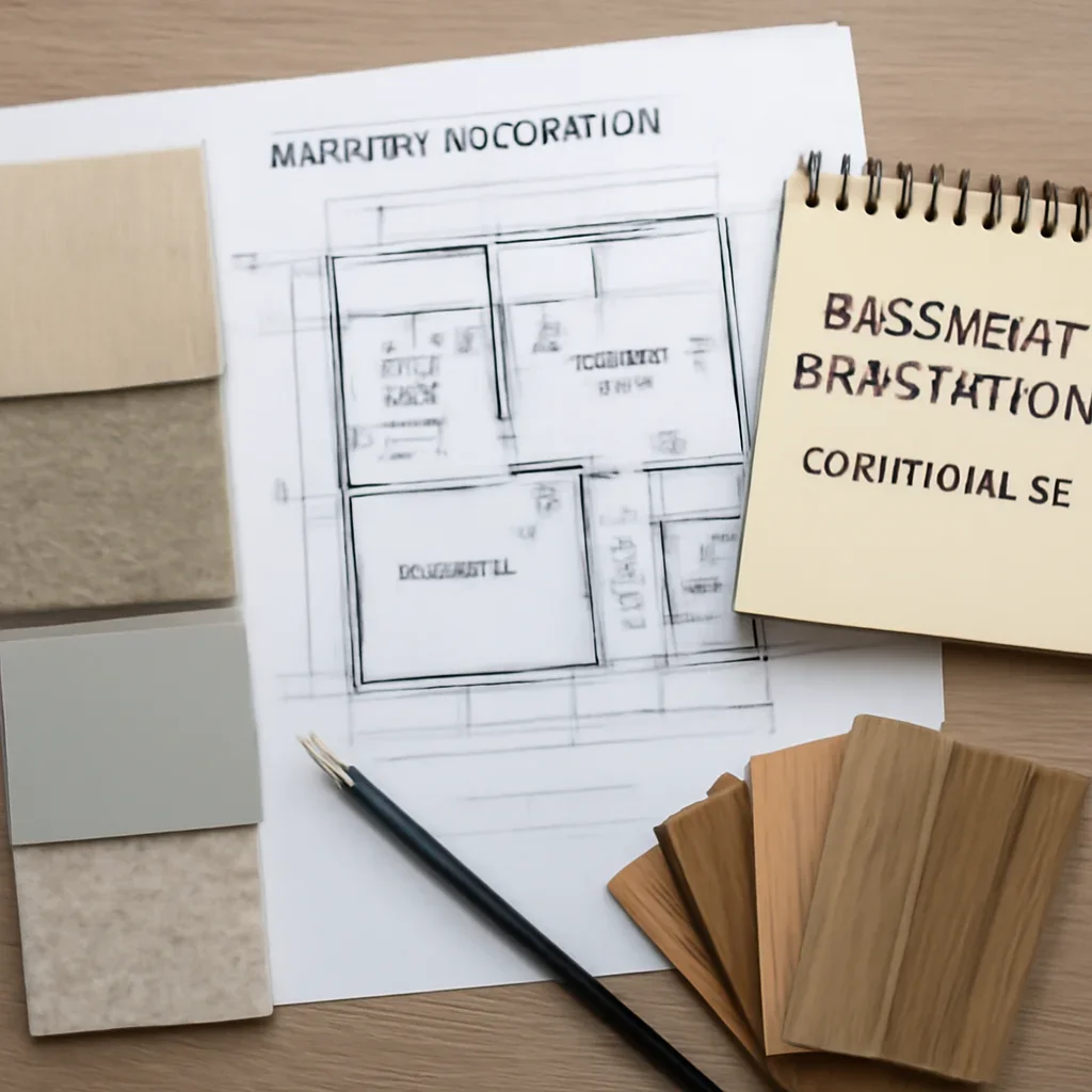 Basement Renovation planning materials for a project in Coquitlam, BC