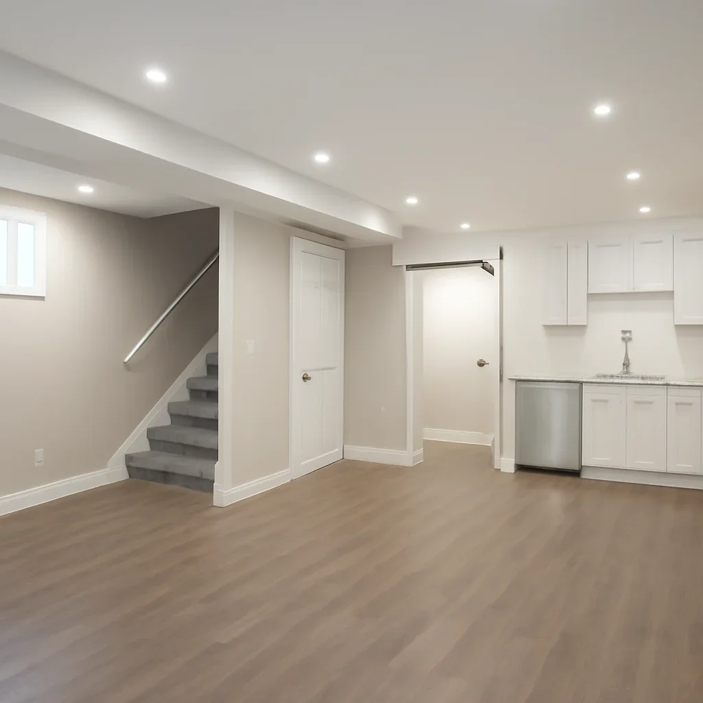 Finished basement renovation project in Delta, BC