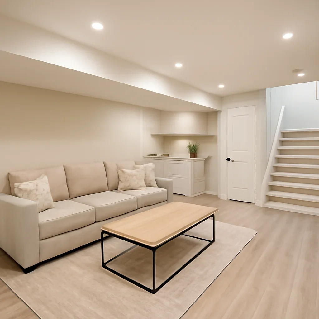 Finished basement renovation project in Kelowna, BC