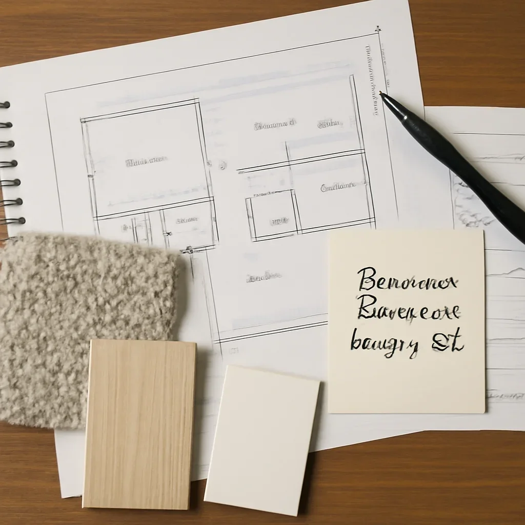 Basement Renovation planning materials for a project in Langley, BC