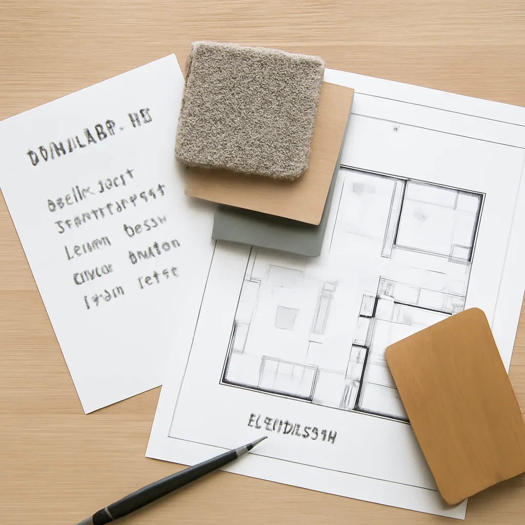 Basement Renovation planning materials for a project in Nanaimo, BC