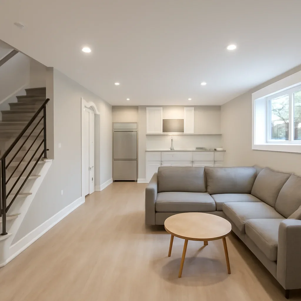 Finished basement renovation project in North Vancouver, BC