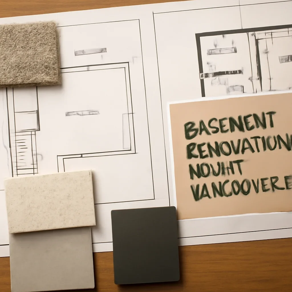 Basement Renovation planning materials for a project in North Vancouver, BC