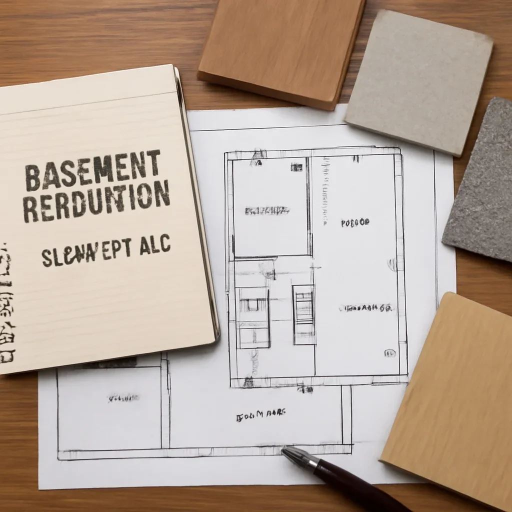 Basement Renovation planning materials for a project in Surrey, BC