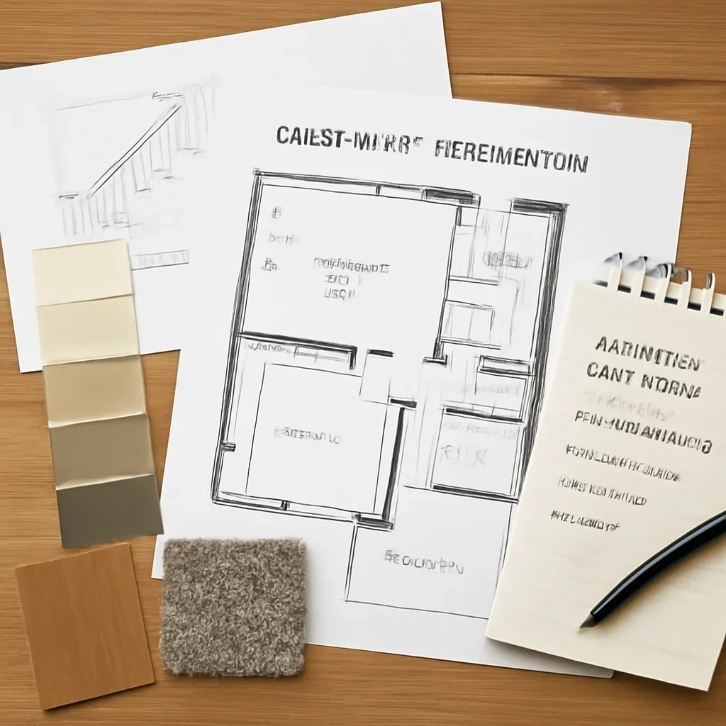 Basement Renovation planning materials for a project in Vancouver, BC
