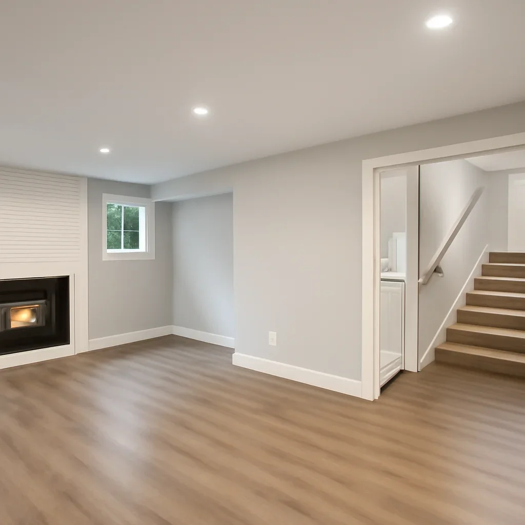 Finished basement renovation project in West Vancouver, BC