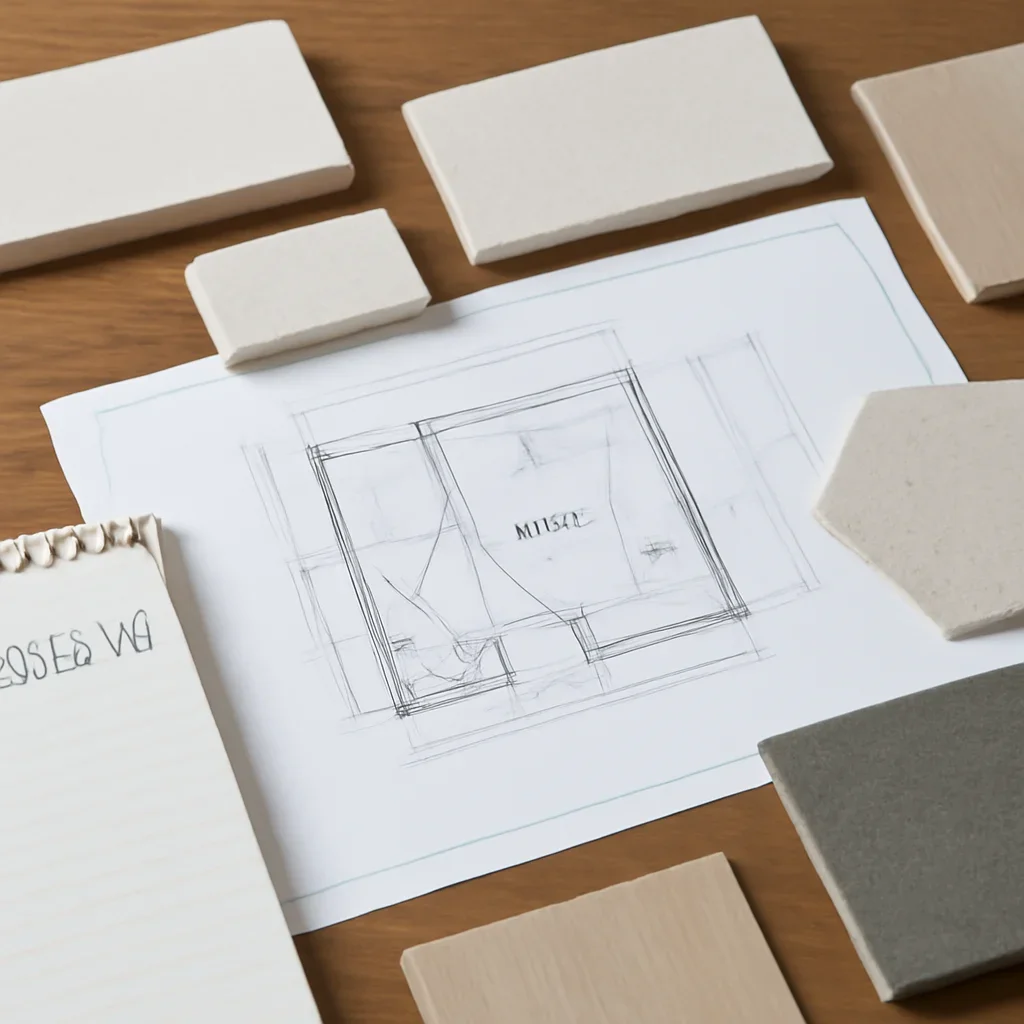 Bathroom Renovation planning materials for a project in Abbotsford, BC