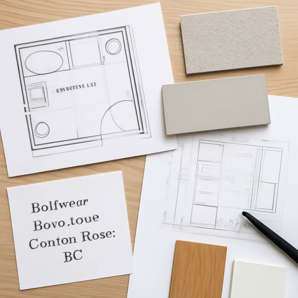 Bathroom Renovation planning materials for a project in Campbell River, BC