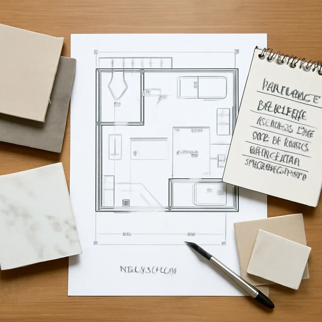 Bathroom Renovation planning materials for a project in Chilliwack, BC
