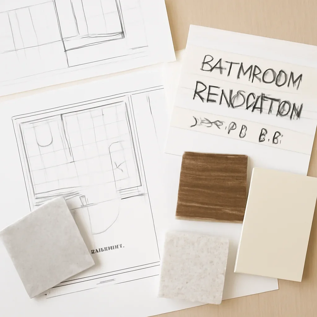 Bathroom Renovation planning materials for a project in Delta, BC