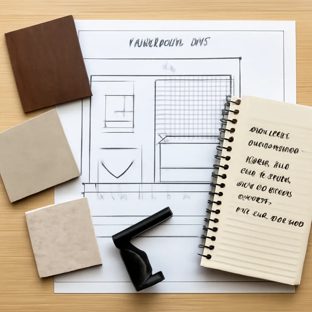 Bathroom Renovation planning materials for a project in Kamloops, BC