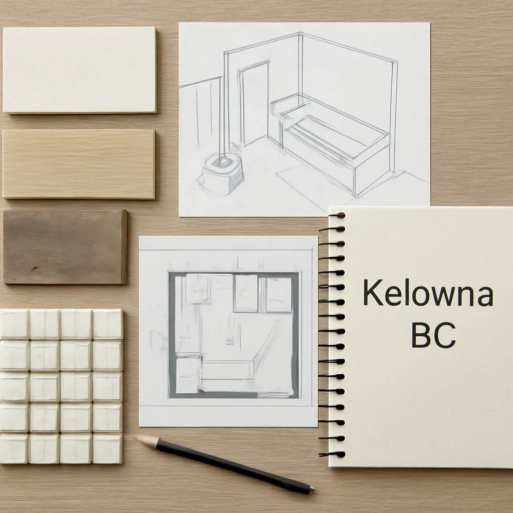 Bathroom Renovation planning materials for a project in Kelowna, BC