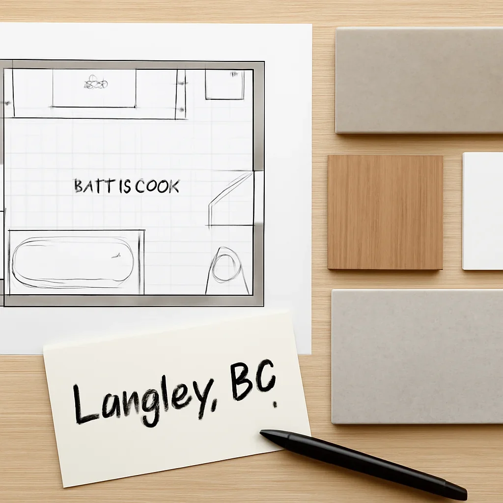 Bathroom Renovation planning materials for a project in Langley, BC