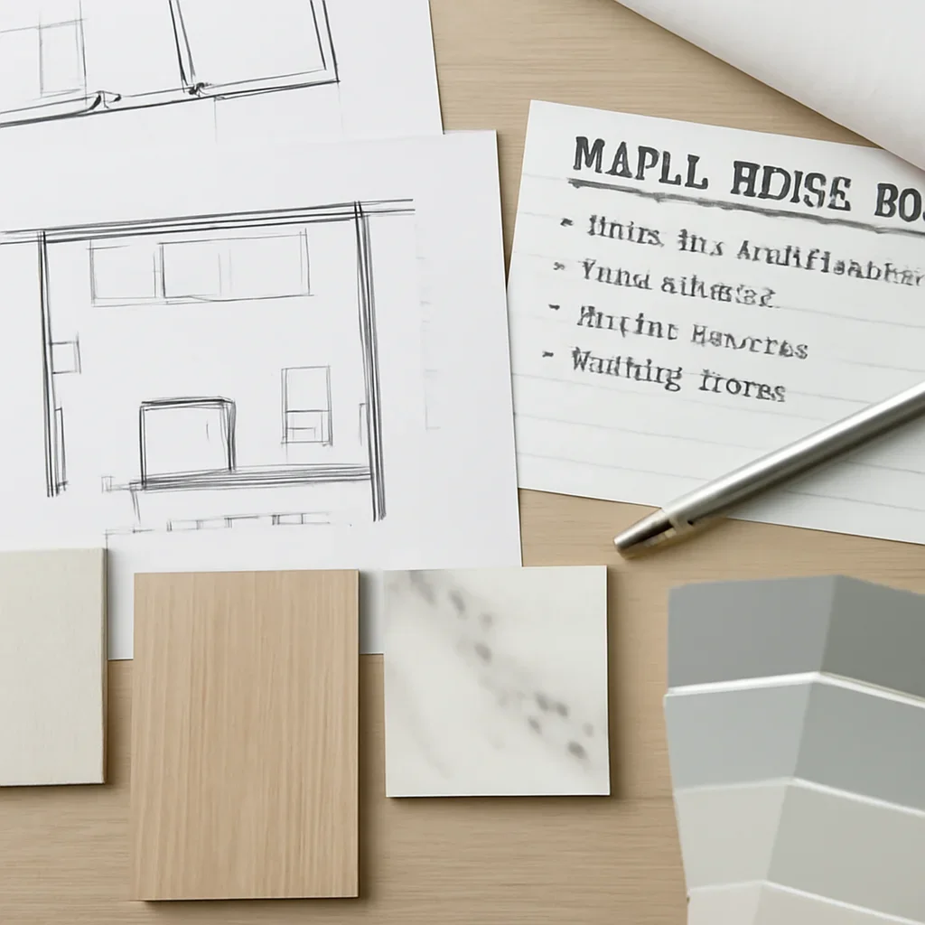 Bathroom Renovation planning materials for a project in Maple Ridge, BC