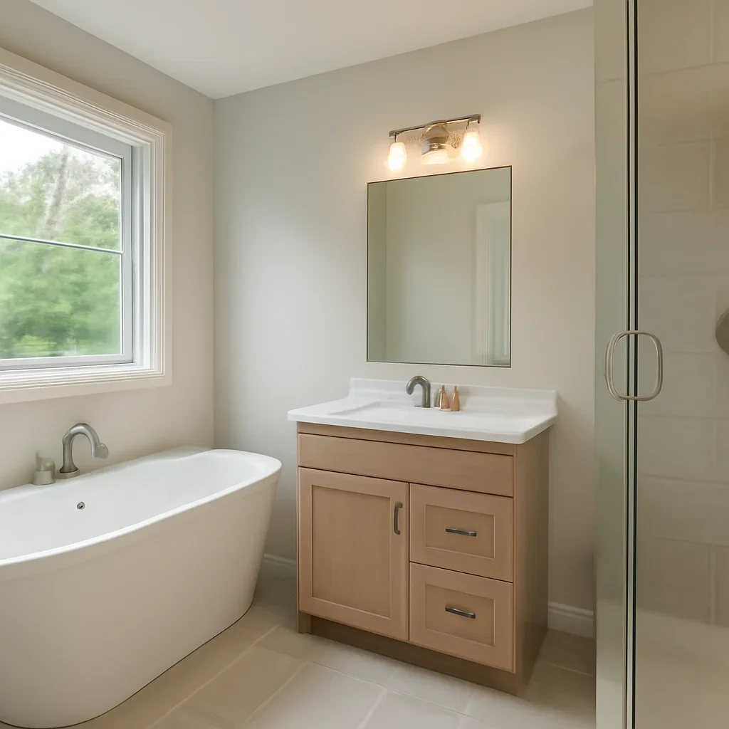 Finished bathroom renovation project in North Saanich, BC