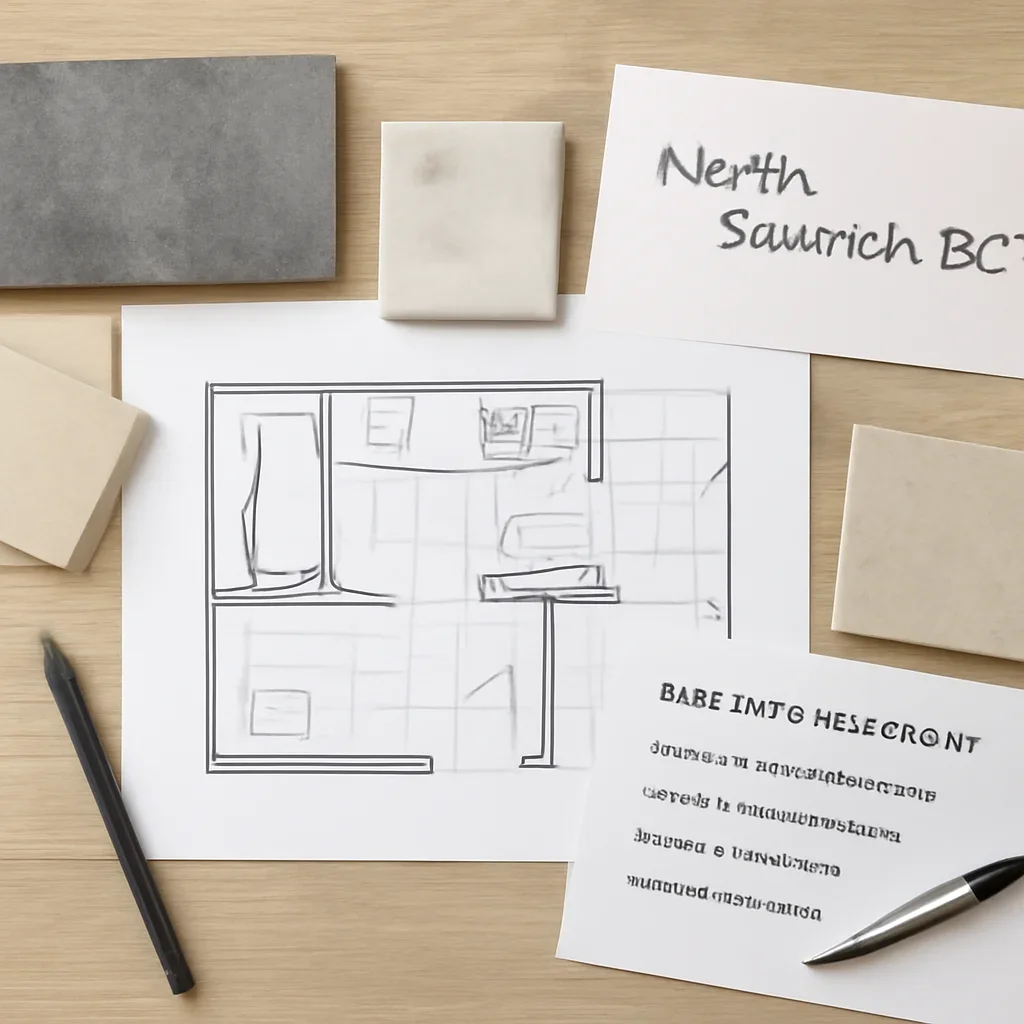 Bathroom Renovation planning materials for a project in North Saanich, BC