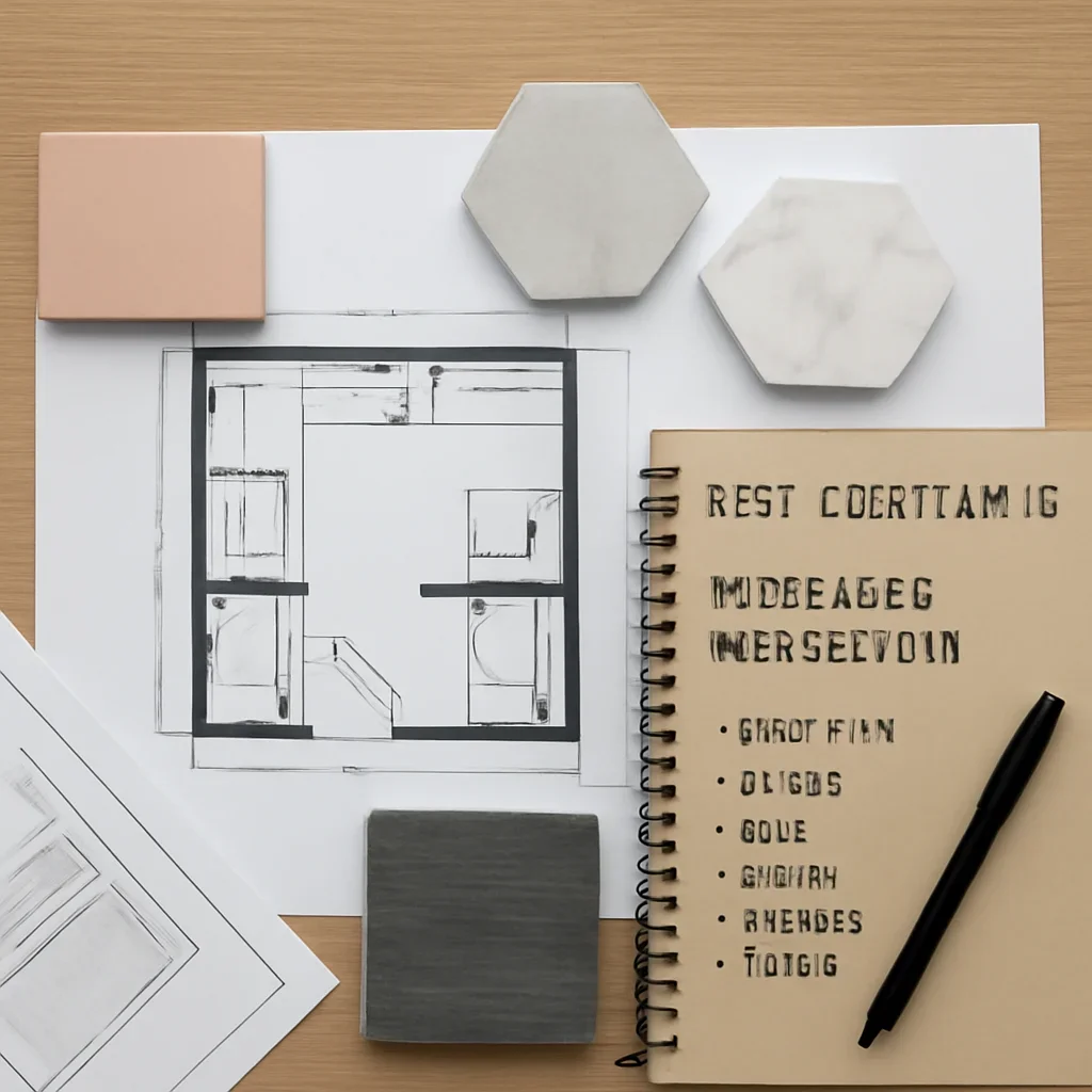 Bathroom Renovation planning materials for a project in Port Coquitlam, BC