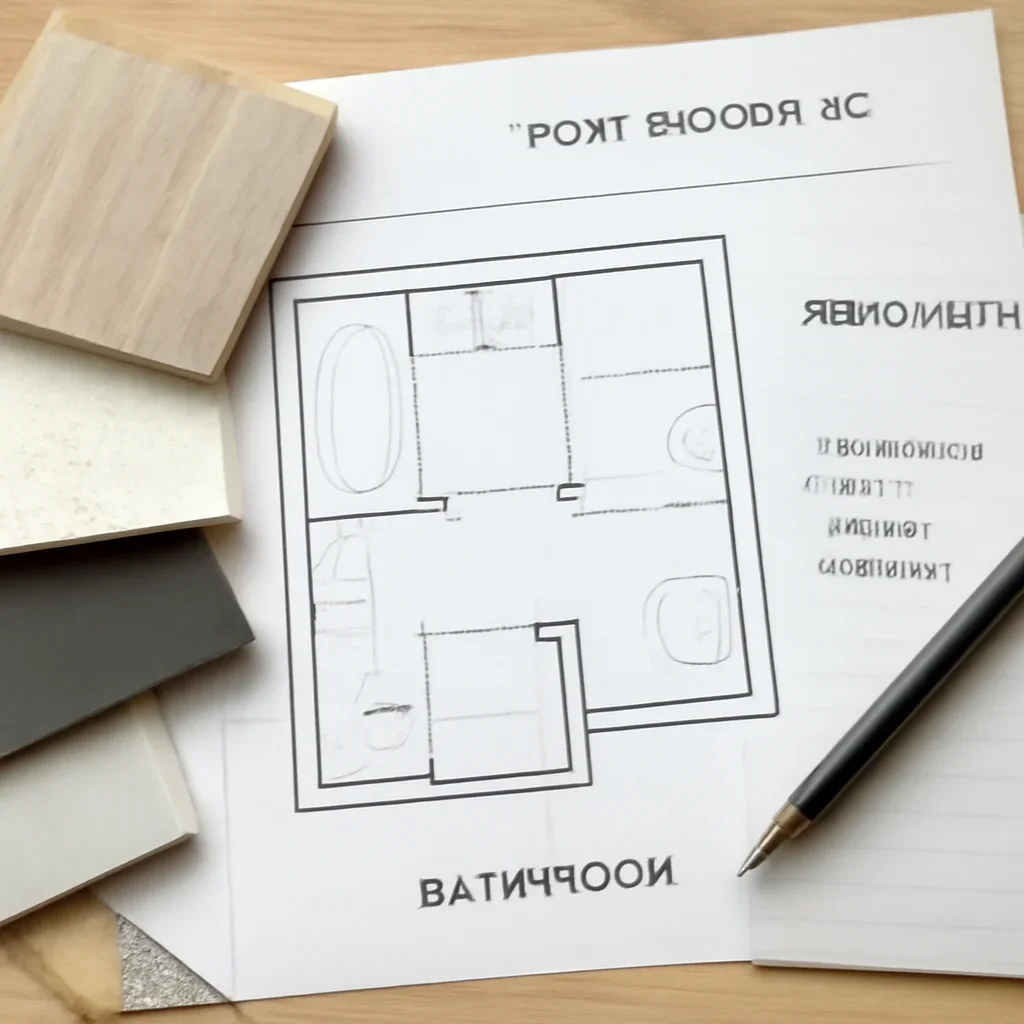 Bathroom Renovation planning materials for a project in Port Moody, BC