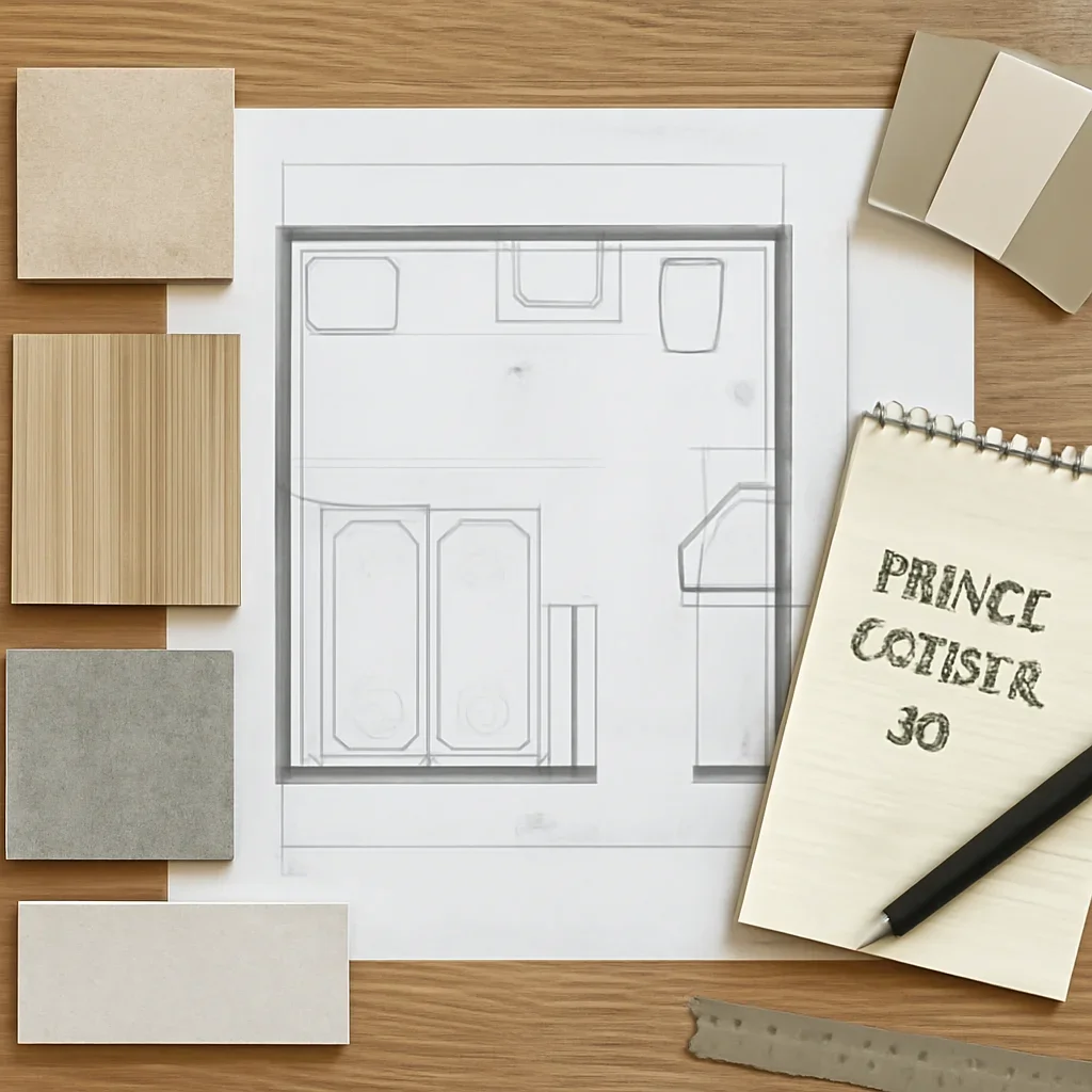 Bathroom Renovation planning materials for a project in Prince George, BC
