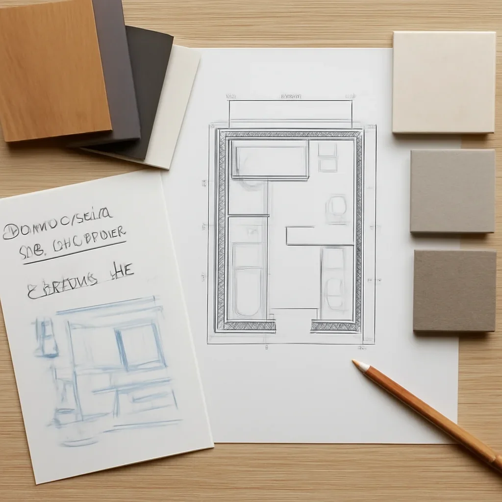 Bathroom Renovation planning materials for a project in Vernon, BC