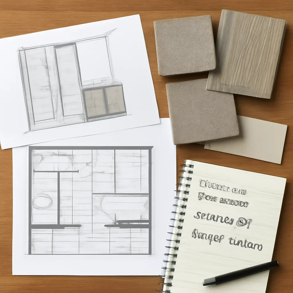 Bathroom Renovation planning materials for a project in Victoria, BC