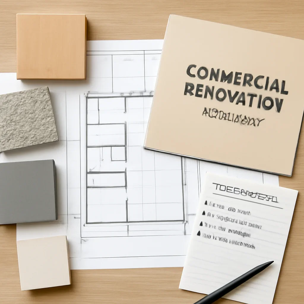 Commercial Renovation planning materials for a project in Burnaby, BC