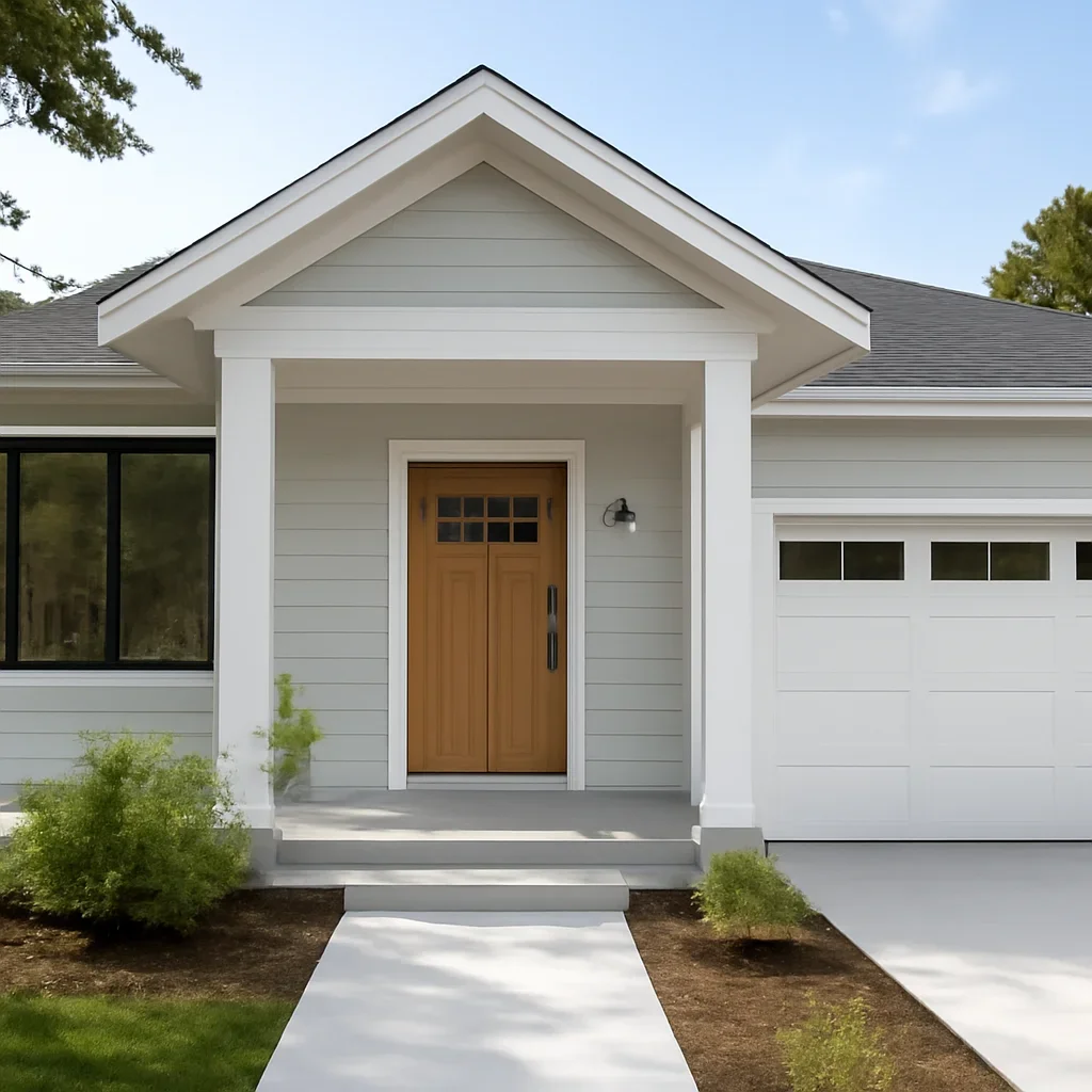 Refreshed home exterior with clean lines and welcoming front entry