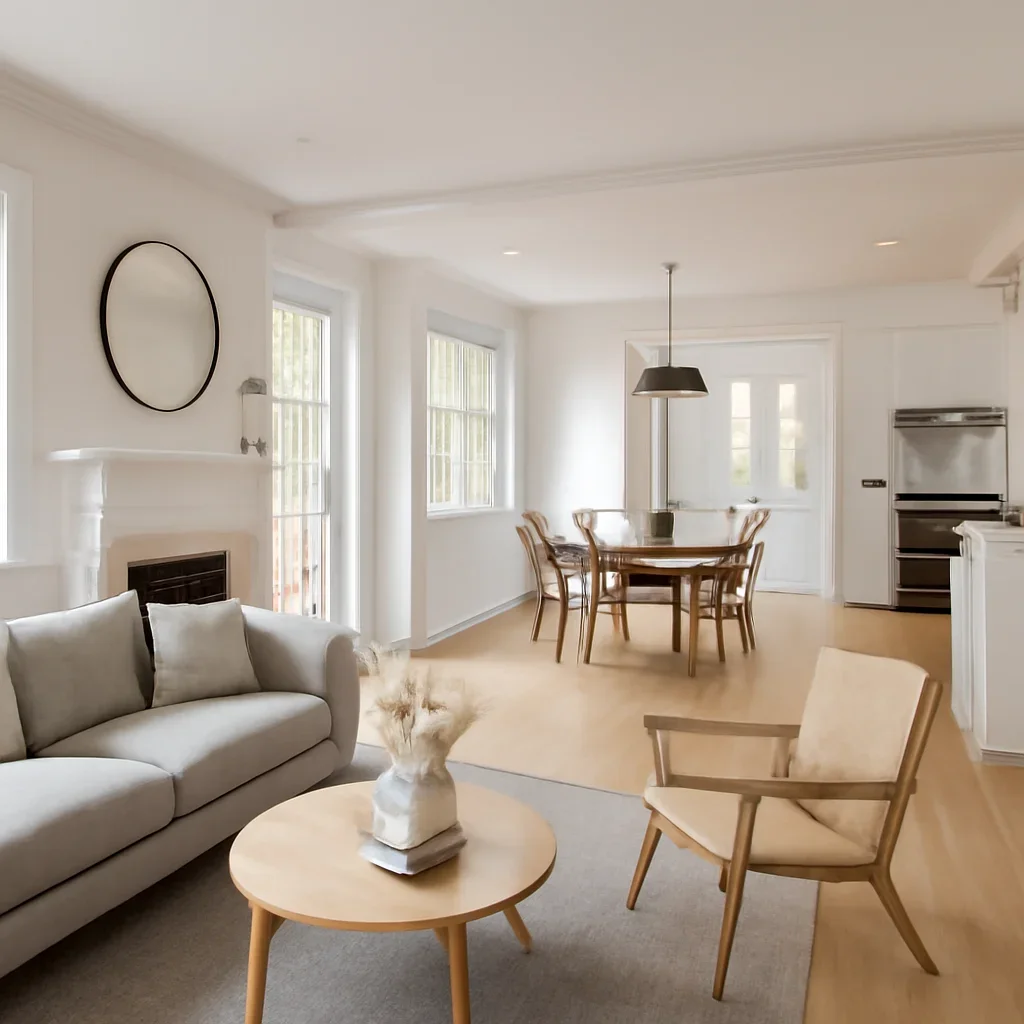 Completed full home renovation with connected rooms and consistent design details