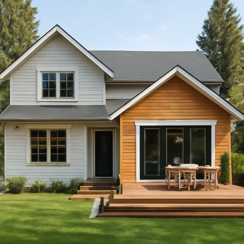 Expanded home with addition that blends into the original architecture
