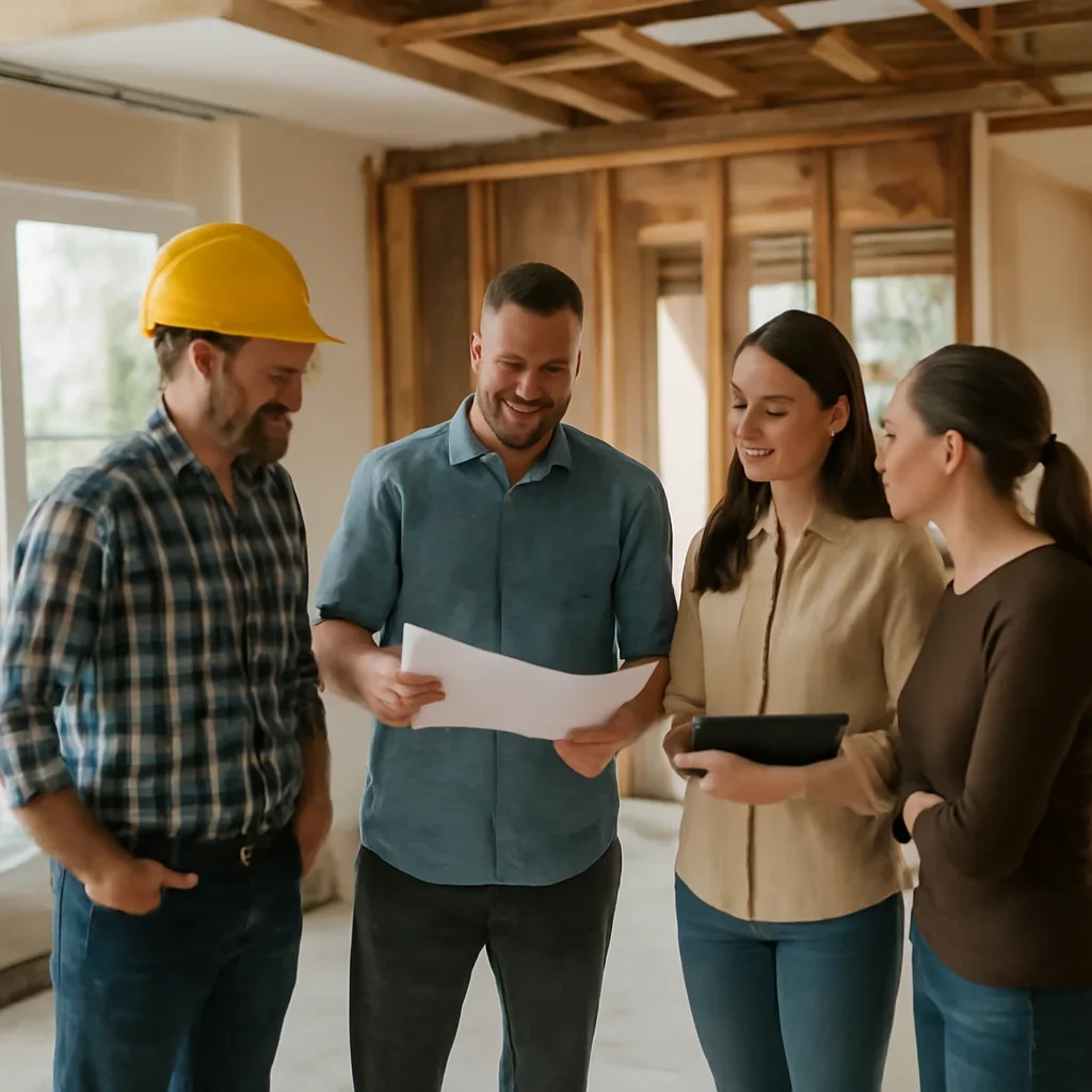 Renovation team discussing home renovation scope for a Coquitlam property