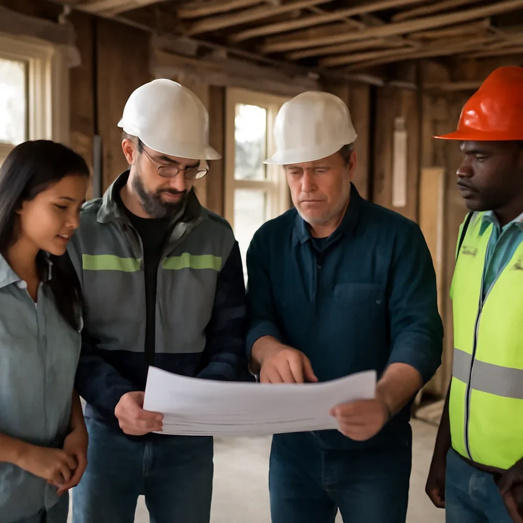 Renovation team discussing home renovation scope for a Delta property