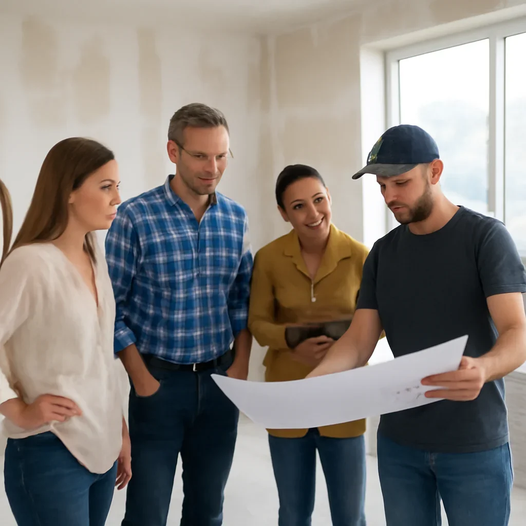 Renovation team discussing home renovation scope for a Kamloops property