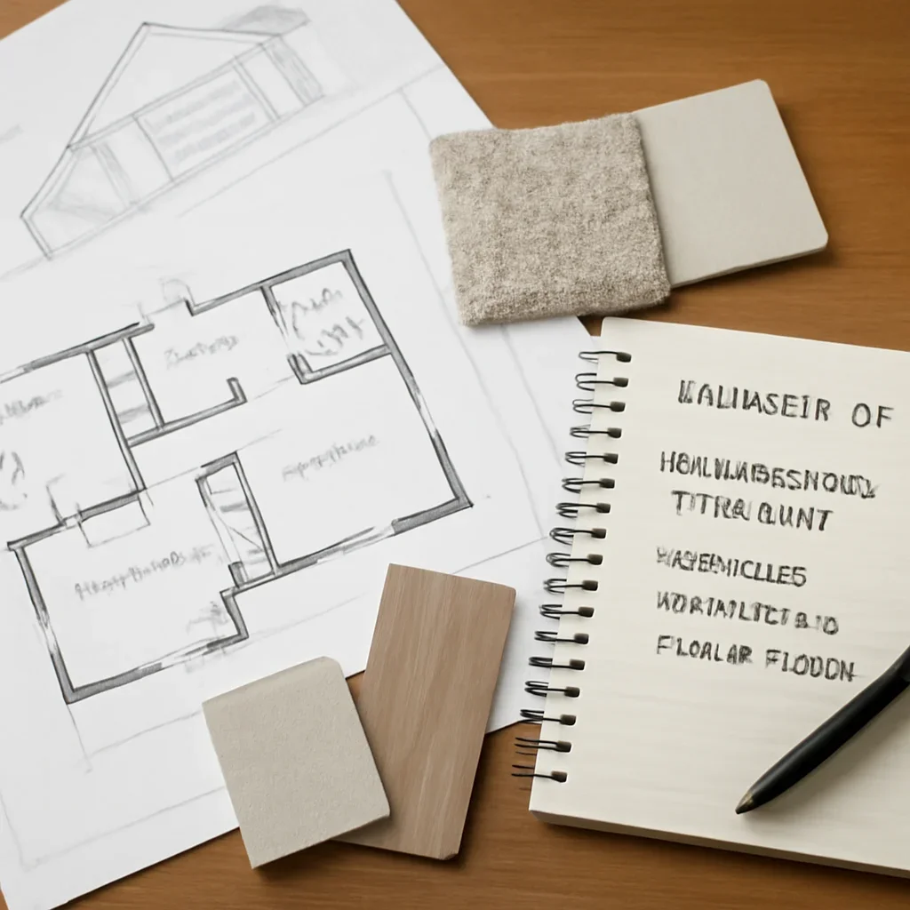 Home Renovation planning materials for a project in Langley, BC