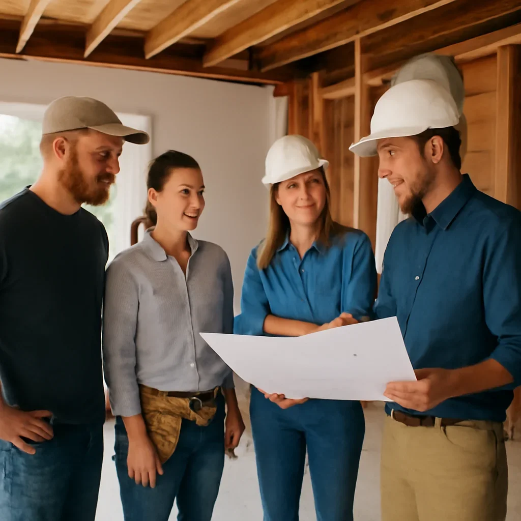 Renovation team discussing home renovation scope for a Maple Ridge property