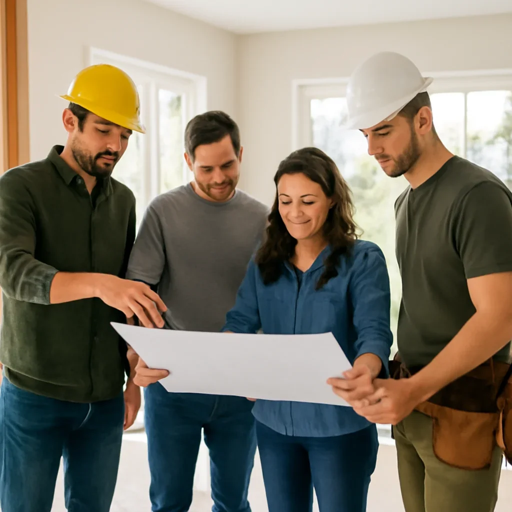 Renovation team discussing home renovation scope for a Nanaimo property