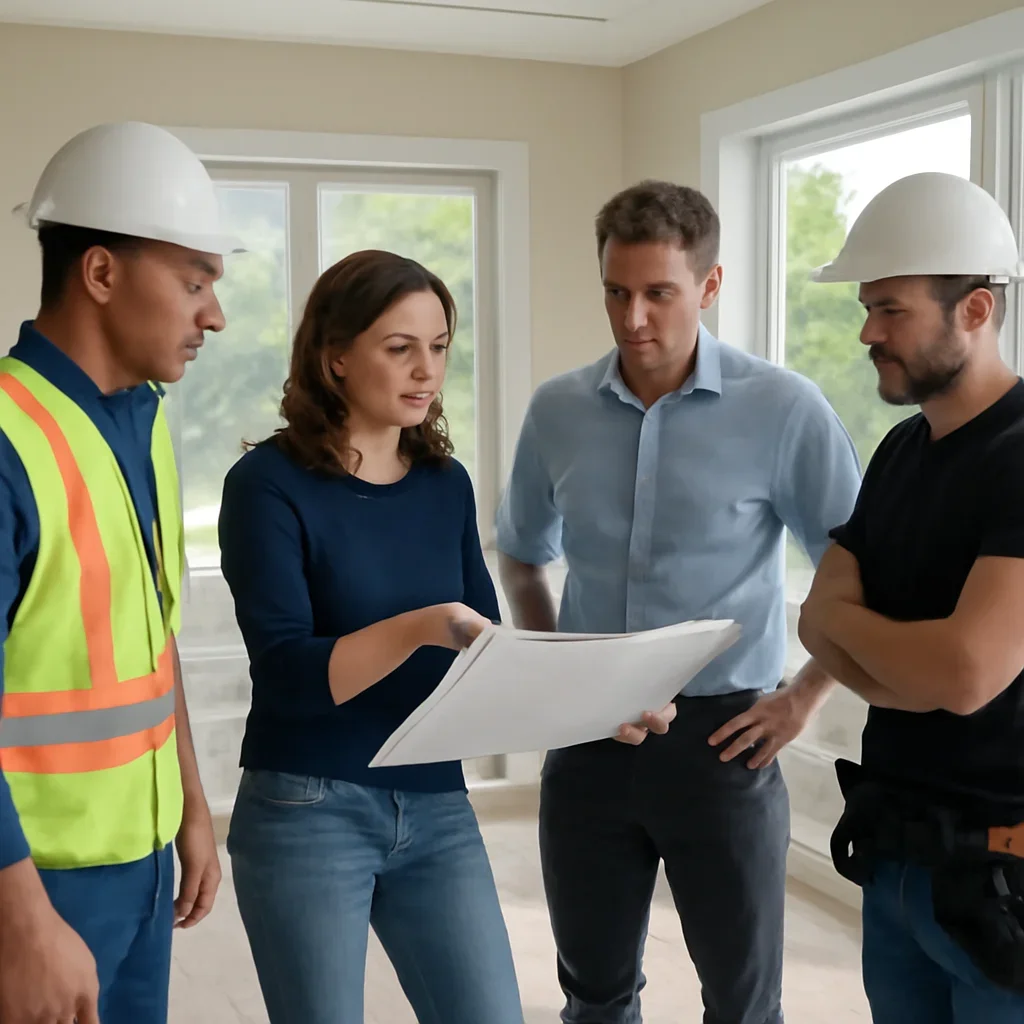 Renovation team discussing home renovation scope for a North Vancouver property