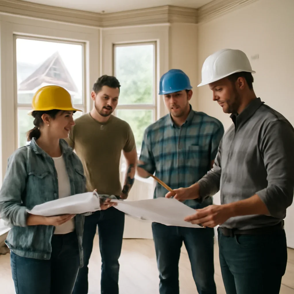 Renovation team discussing home renovation scope for a Victoria property