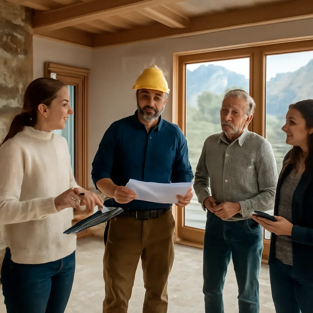 Renovation team discussing home renovation scope for a Whistler property