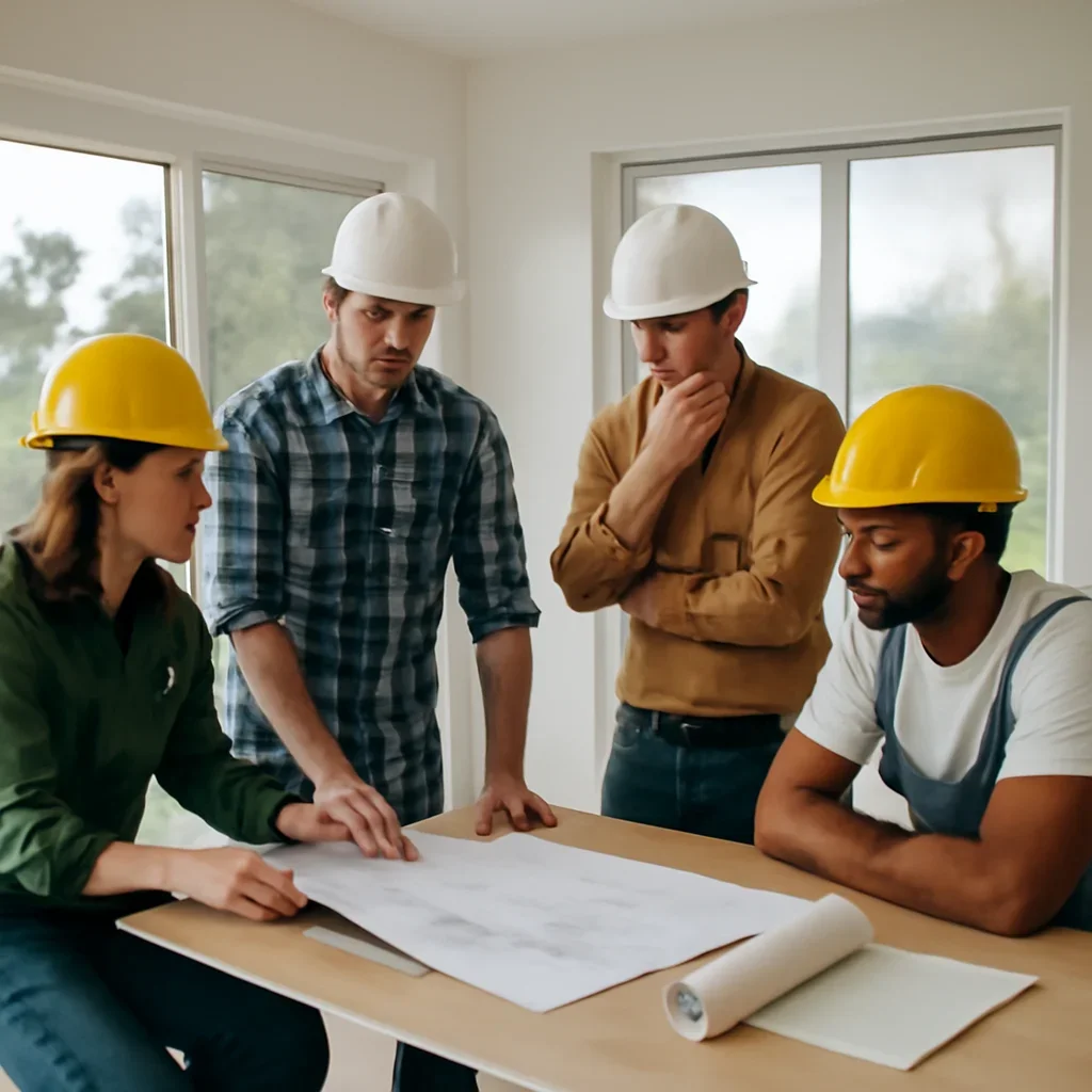 Renovation team discussing home renovation scope for a White Rock property