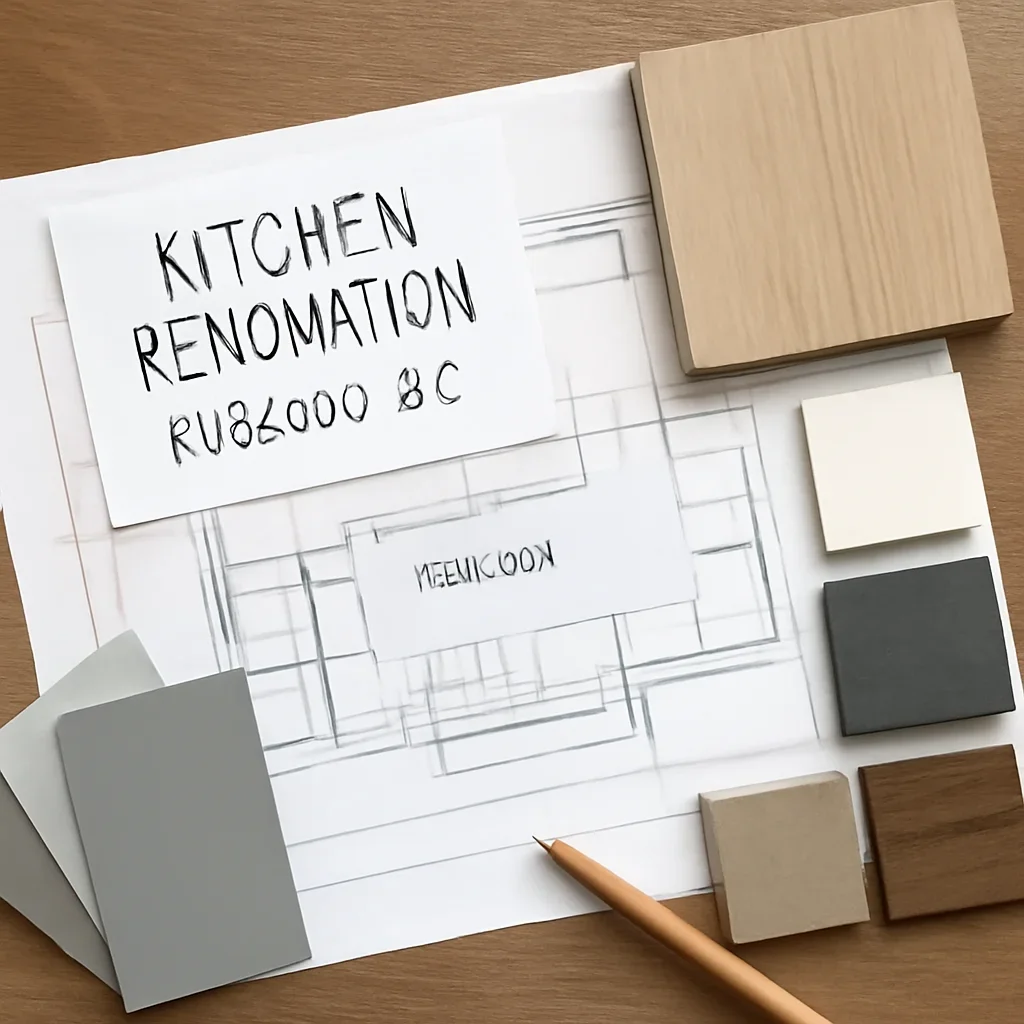 Kitchen Renovation planning materials for a project in Burnaby, BC