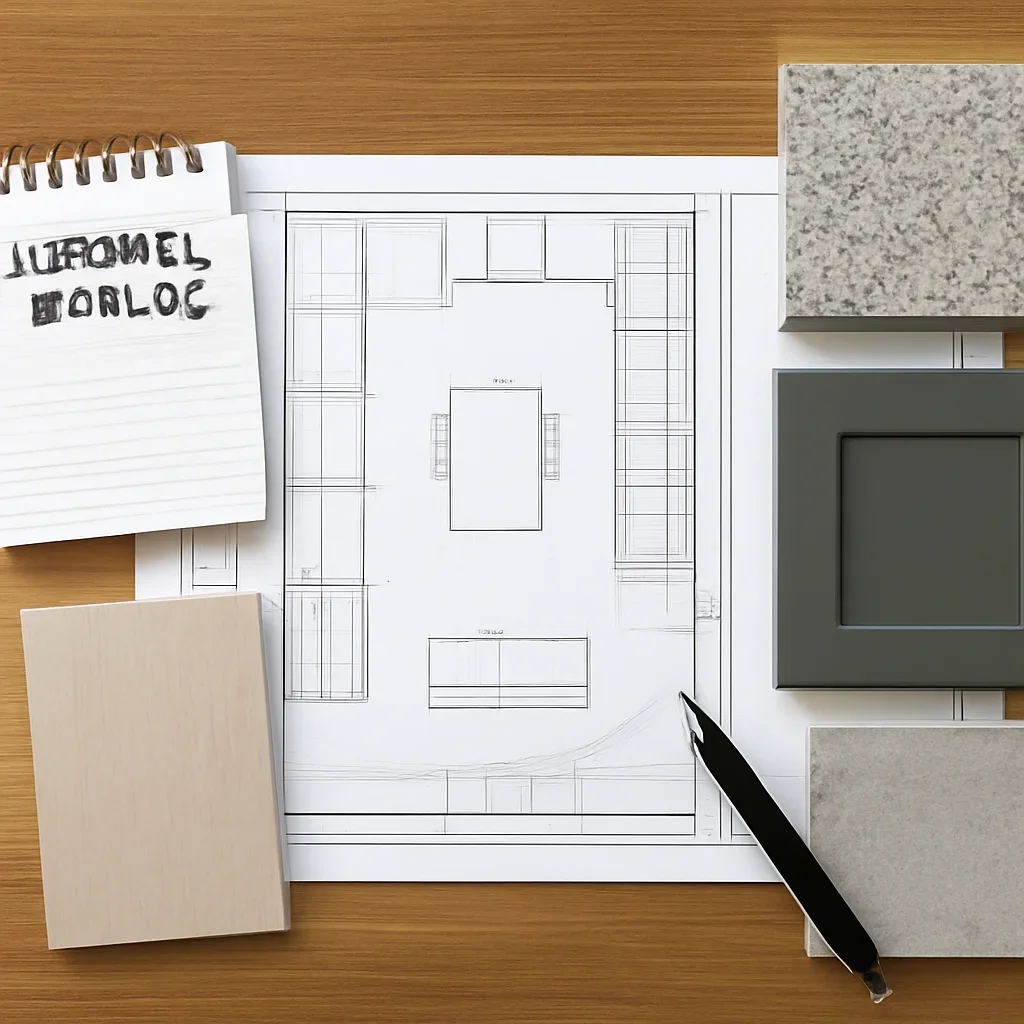 Kitchen Renovation planning materials for a project in Campbell River, BC