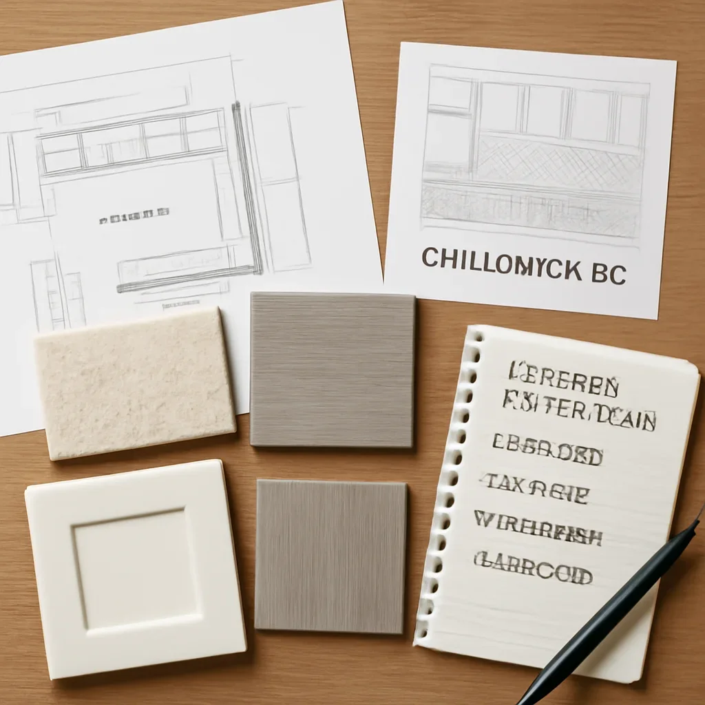 Kitchen Renovation planning materials for a project in Chilliwack, BC