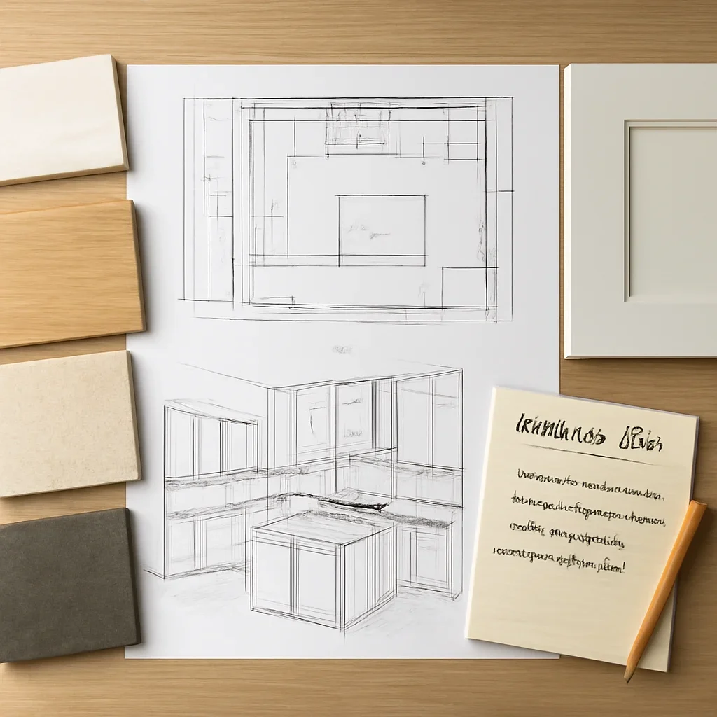 Kitchen Renovation planning materials for a project in Kelowna, BC