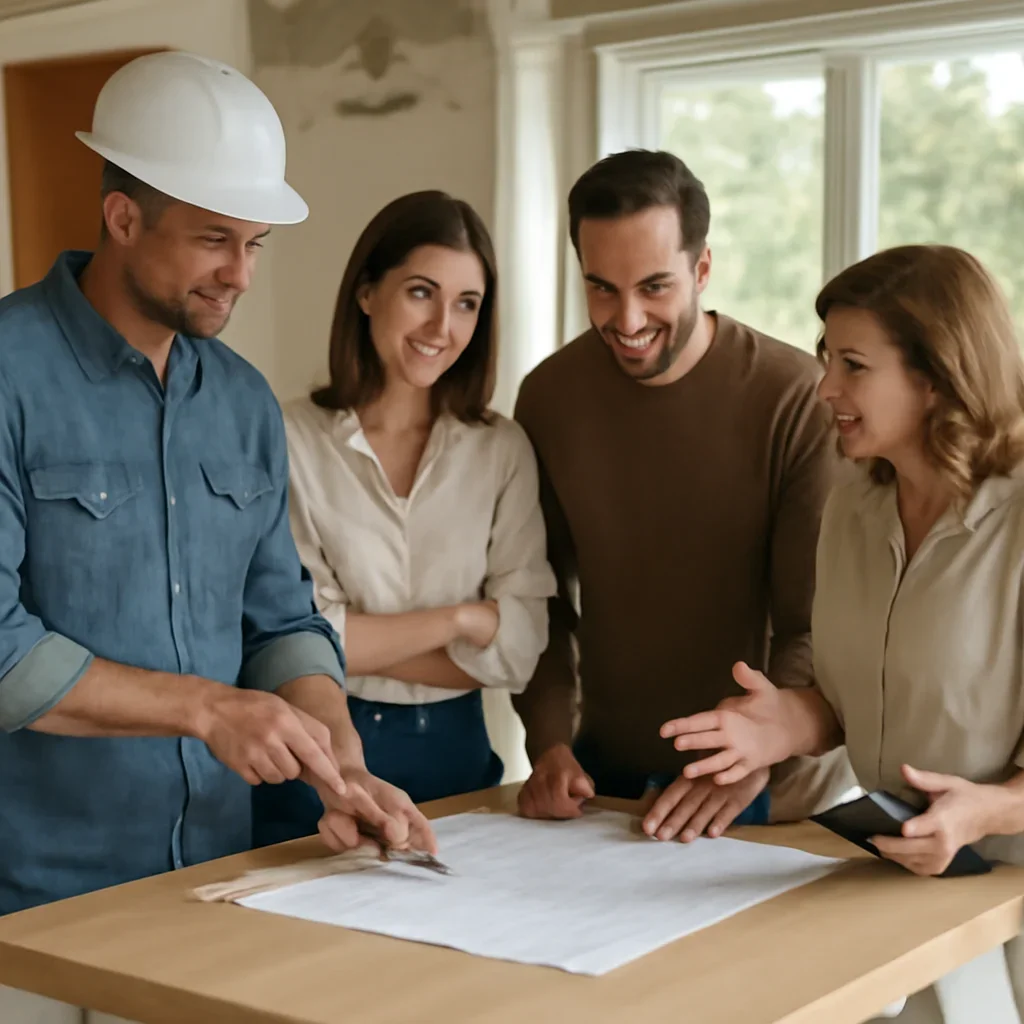 Renovation team discussing kitchen renovation scope for a West Vancouver property