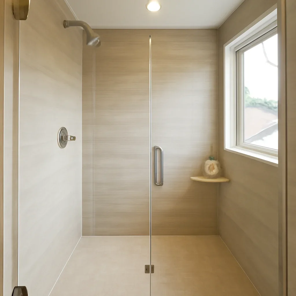 Finished walk-in shower designed for comfort and easy maintenance