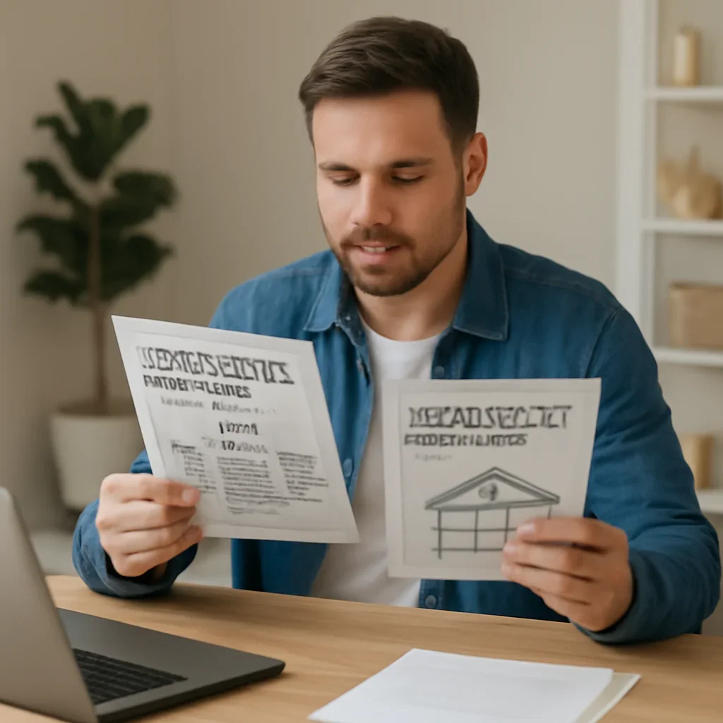 Homeowner using renovation support guides before starting a project